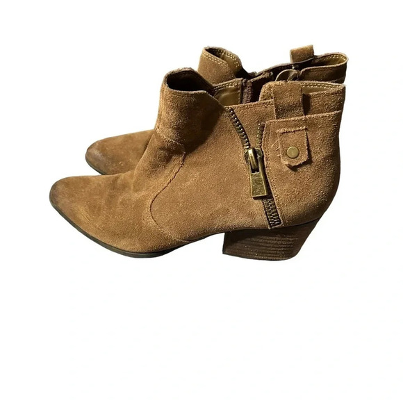 Crown Vintage Ankle Boots Womens Size 8.5 Brown Suede Leather Booties - Picture 2 of 5